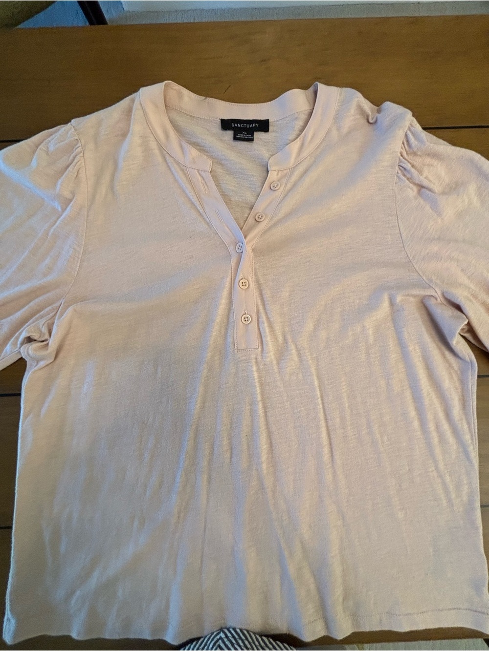 Sanctuary Pale Pink Button-Front Henley